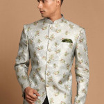 "Men Green Self-Design Jodhpuri Blazer "