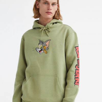 Men Green Regular Fit Tom & Jerry Hoodie