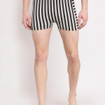 Men White & Black Striped Comfort-Fit Swim Bottoms