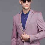 "Men Purple Melange Effect Neo Slim Fit Formal Blazer "