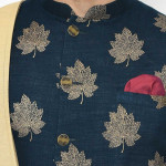 Men Navy Blue & Gold Printed Sherwani with Dhoti Pants