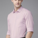 Men Lavender Solid Slim Fit Pure Cotton Formal Shirt